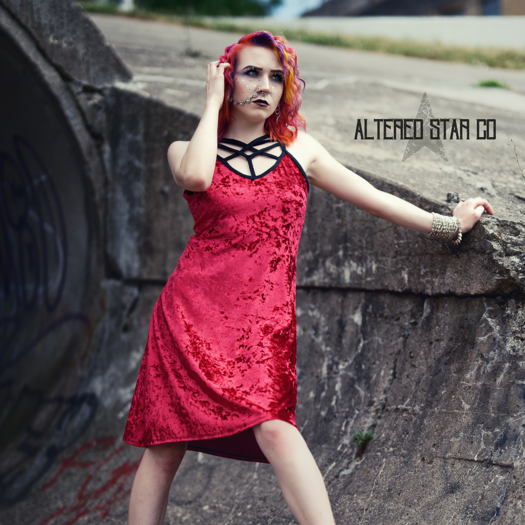 fitted lace wedding dress Red Velvet Talisman Cage Dress