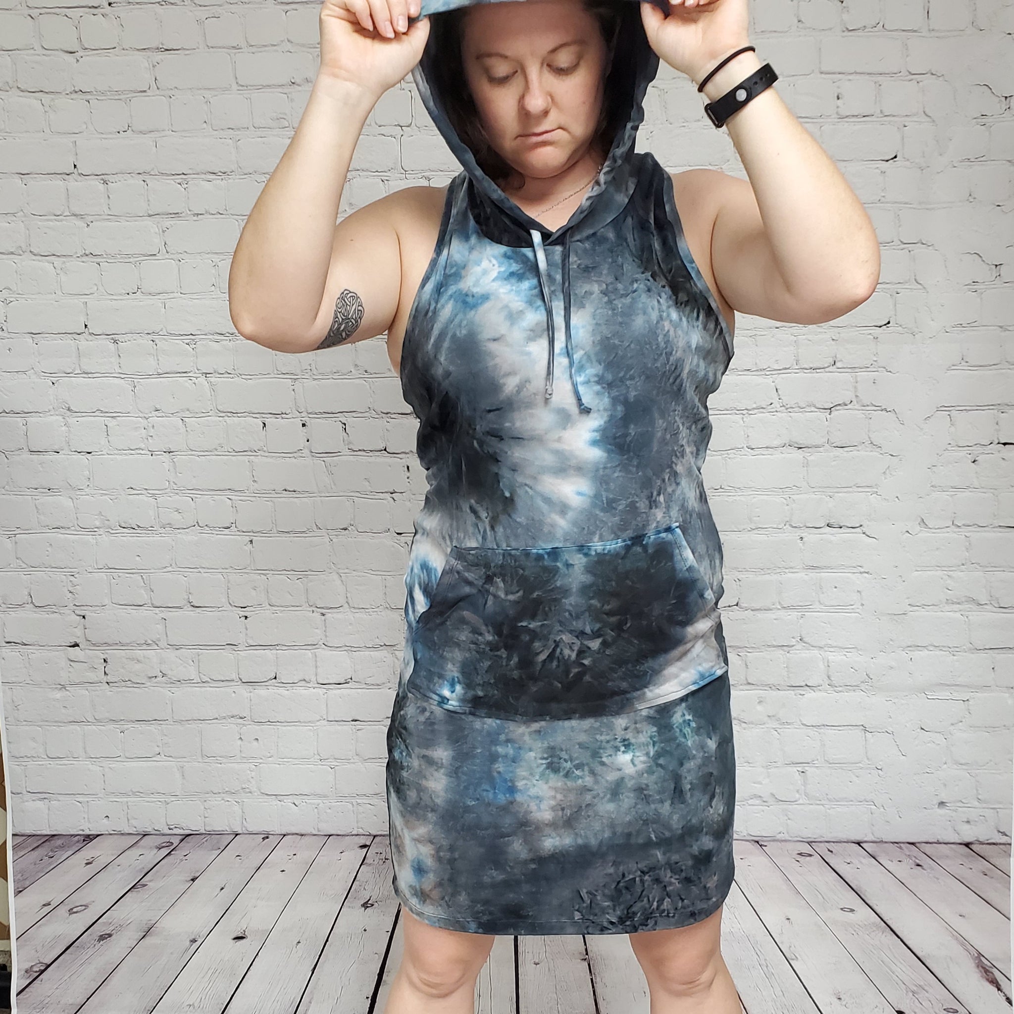 tie dye oversized hoodie dress YOURS Curve Pink & Green Tie Dye Hoodie Dress