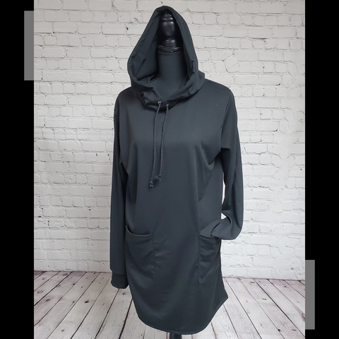 Hecate Hoodie Dress- Black French Terry